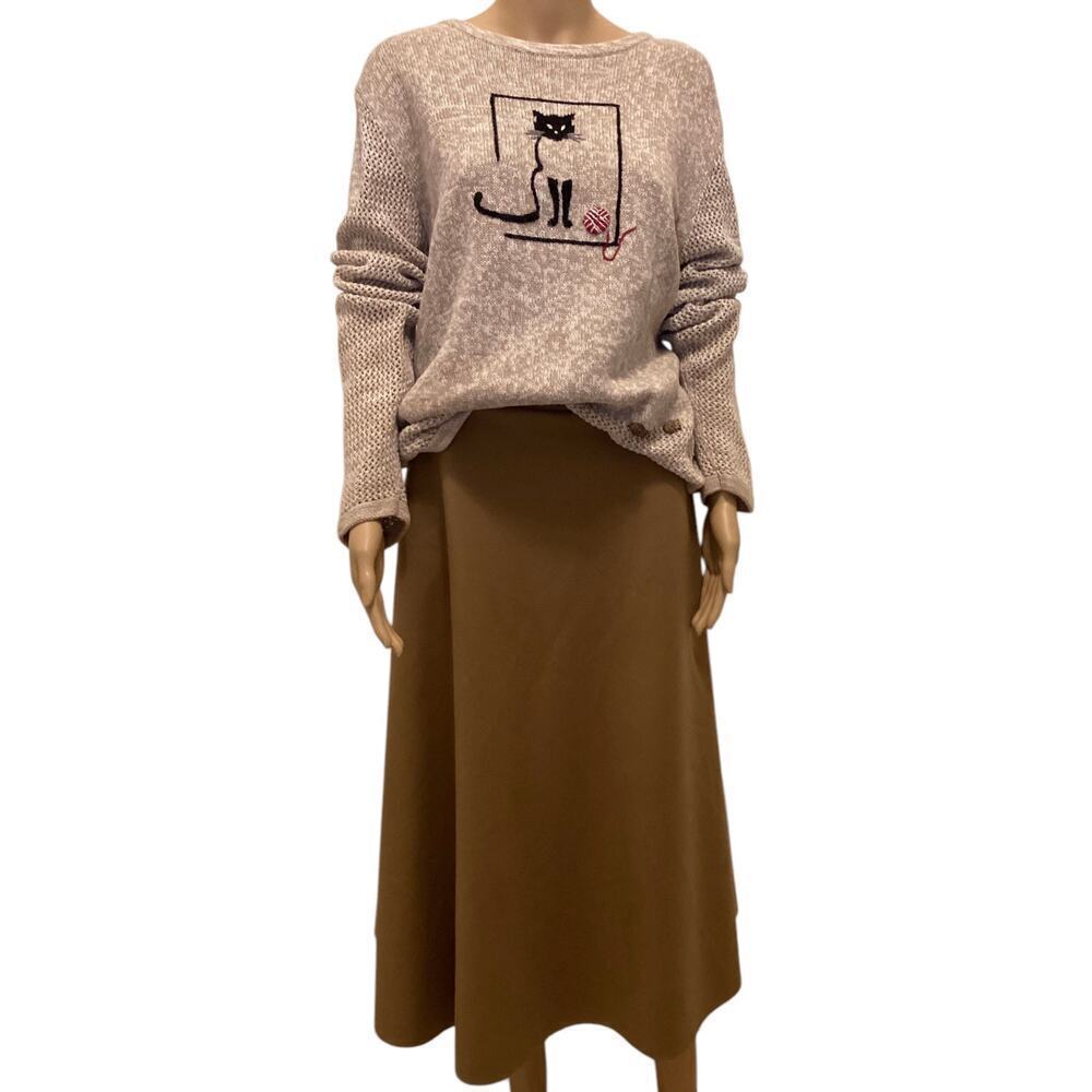 Brown Maxi Woolâ blend caramel-colored flared midi skirt Medium